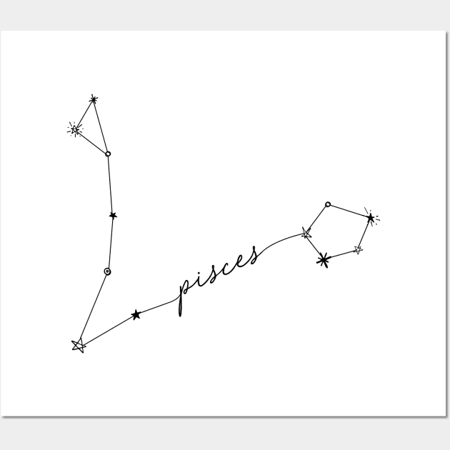 Pisces Zodiac Constellation Drawing Sticker Wall Art by aterkaderk